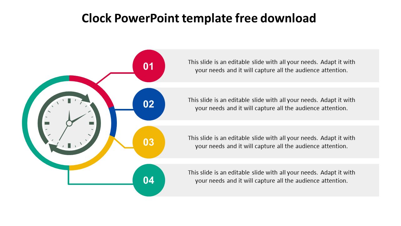 Awesome Clock PowerPoint Template Free Download Slide
